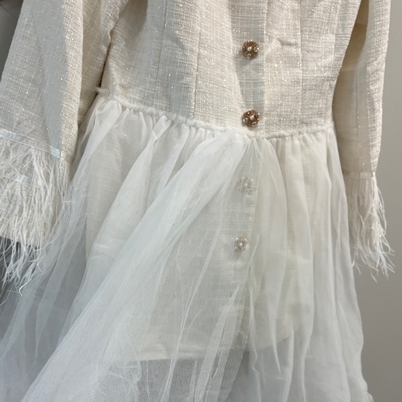 L'ATISTE Textured Cream Blazer with Pearl Button - Picture 7 of 10